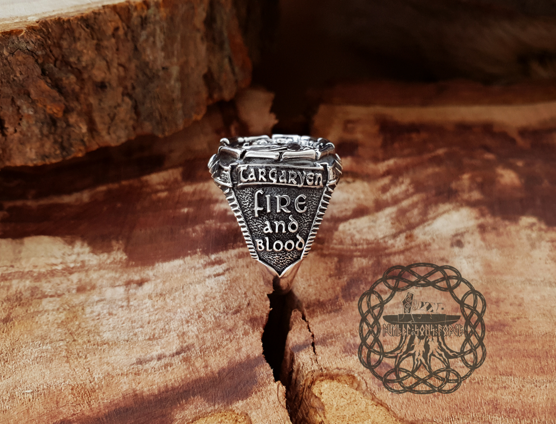 House Targaryen Ring, Sterling Silver Ring, Game of Thrones Jewelry, Targaryen House Amulet, Daenerys Targaryen, Fire and Blood
