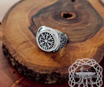 Sterling Silver Vegvisir Ring. Artisan Viking Jewelry.