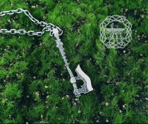 Norse Long Axe Pendant. Sterling Silver Viking Necklace.