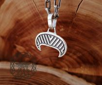 Handmade Sterling Silver Viking Lunula Pendant. Amulet Jewelry Necklace.