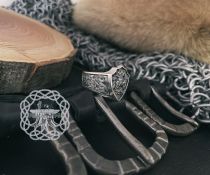 Sterling Silver Slavic Ring. Saint George the Dragon Slayer Design.