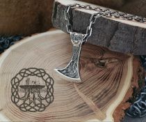 Sterling Silver Norse Pendant. Viking Axe Jewelry.