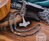 Handmade Thor hammer viking replica necklace. Sterling silver Romersdal mjolnir pendant. 