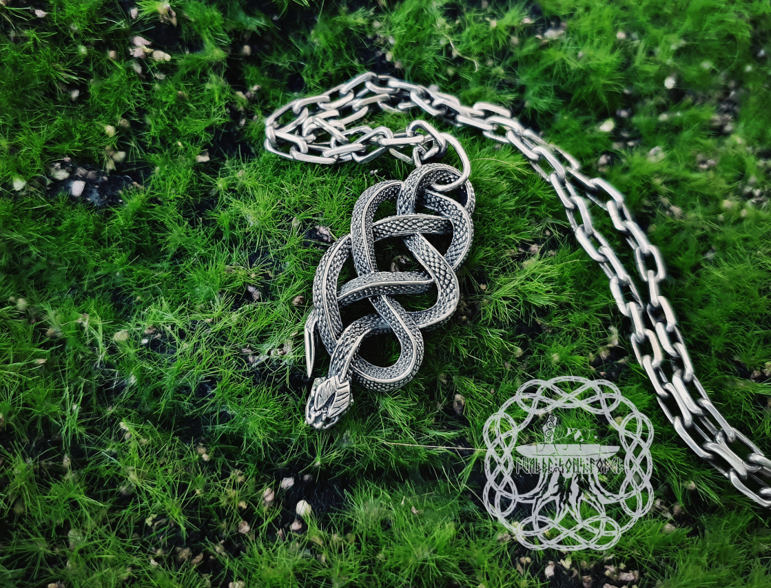 Handmade Sterling Silver Viper School Medallion. Witcher Snake Pendant.
