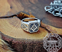 Handmade Sterling Silver Masonic Ring. Freemason Symbol Jewelry.