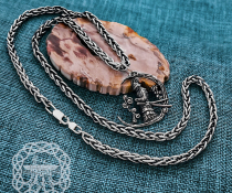 Handmade Sterling Silver Samurai Pendant. Japanese Warrior Half Moon Necklace.