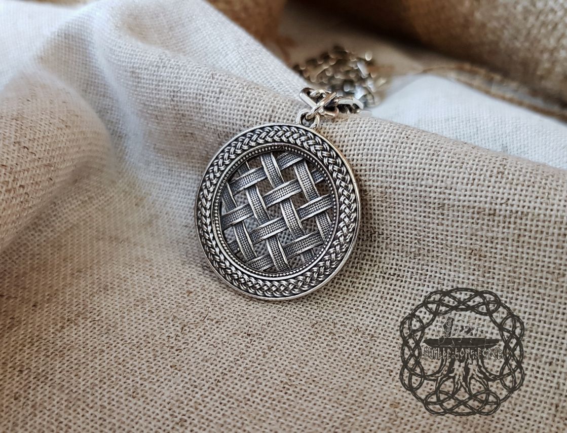 Handmade Sterling Silver Sown Field Pendant. Slavic Pagan Necklace.