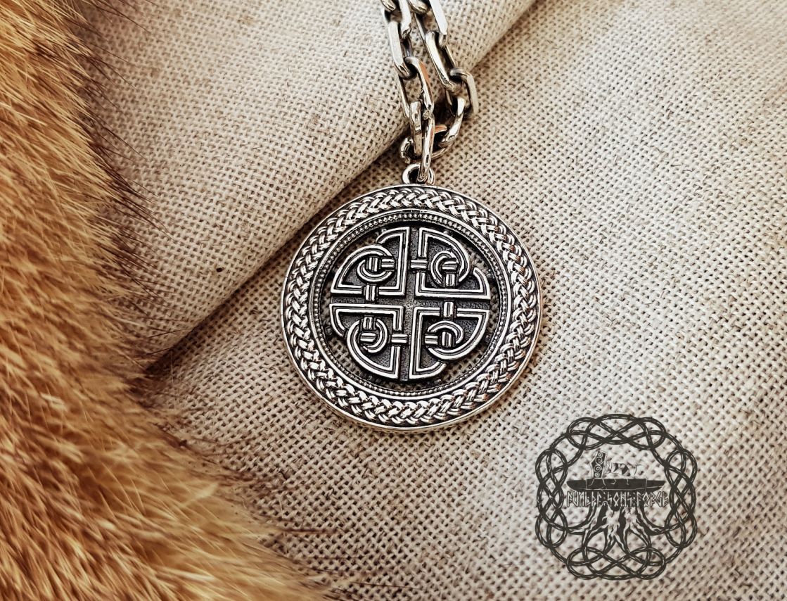 Handmade Sterling Silver Celtic Shield Knot Pendant. Norse Viking Jewelry.