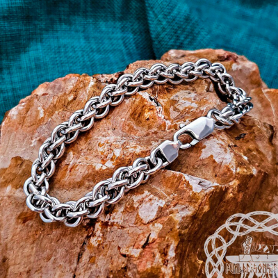 Sterling Silver Viking Bracelet. Handmade Norse Mythology Jewelry Gift.