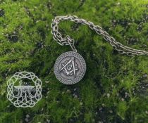 Handmade Sterling Silver Masonic Necklace. Handcrafted Square and Compasses Pendant.