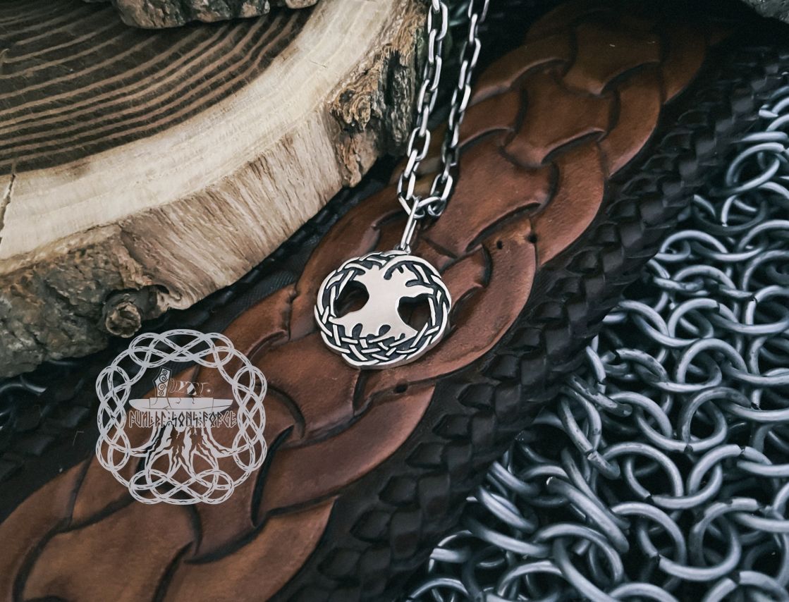 Sterling Silver Yggdrasil Necklace. Norse Viking Pendant.