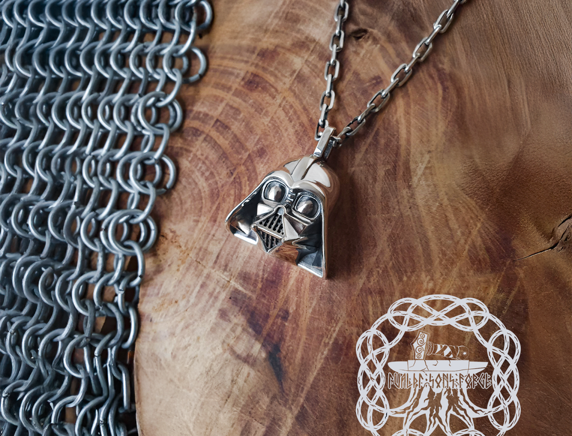 Handmade Sterling Silver Darth Vader Pendant. Star Wars Jewelry.
