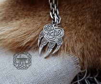 Wolf Paw Pendant Necklace. Handmade Sterling Silver Norse Viking Jewelry.