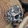 Handcrafted Sterling Silver Masonic Skull Ring. Freemason Biker Jewelry.