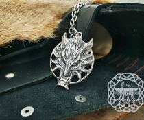 Handmade Sterling Silver Fenrir Pendant. Viking Wolf Necklace.