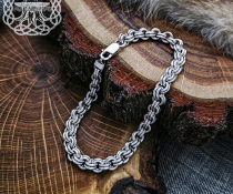 Sterling Silver Viking Bracelet. Handmade Double-Link Design.