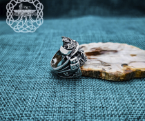 Handmade Sterling Silver Samurai Mask Ring. Artisan Japanese Design.