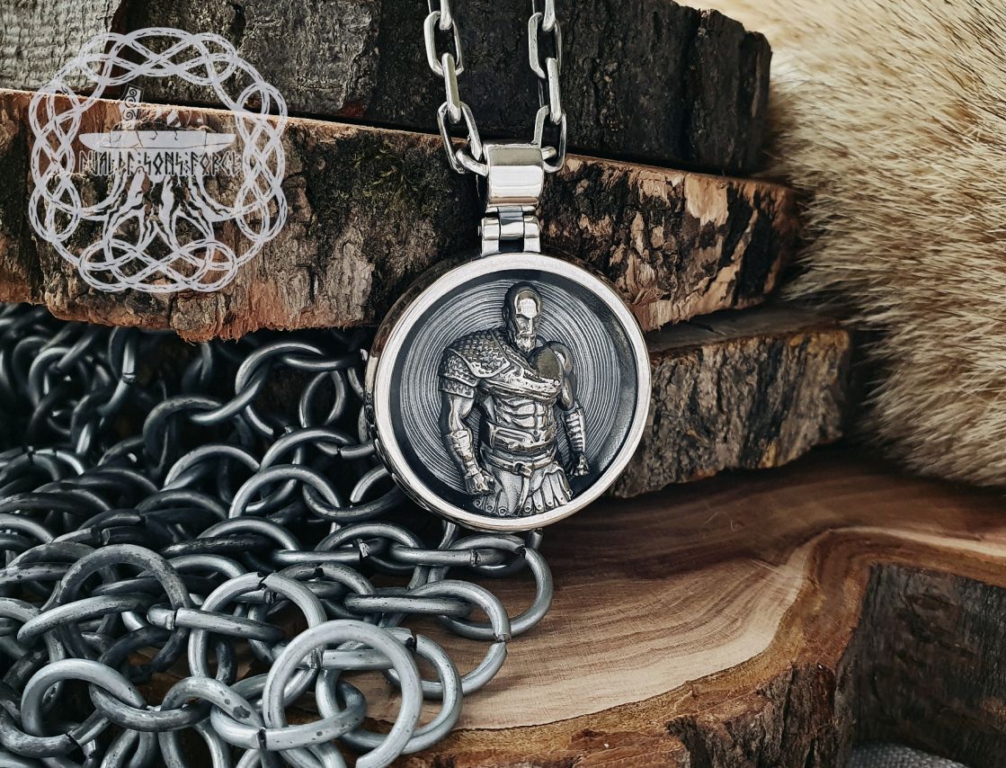 Handmade Sterling Silver Kratos Pendant. God of War Necklace.
