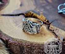 Sterling Silver Masonic Ring. Handcrafted Freemason Symbol Jewelry.