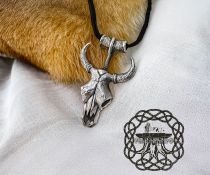 Handmade Sterling Silver Bull Skull Pendant. Detailed Animal Design.