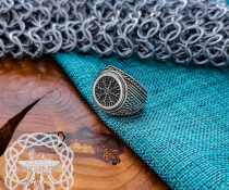 Sterling Silver Helm of Awe Ring. Artisan Handmade Viking Design.