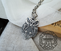 Sterling Silver Celtic Owl Necklace. Handmade Viking Jewelry.