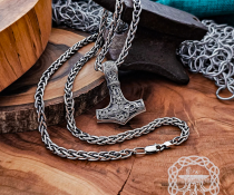Sterling Silver Mammen Mjolnir Pendant. Handmade Viking Thor Hammer Necklace.