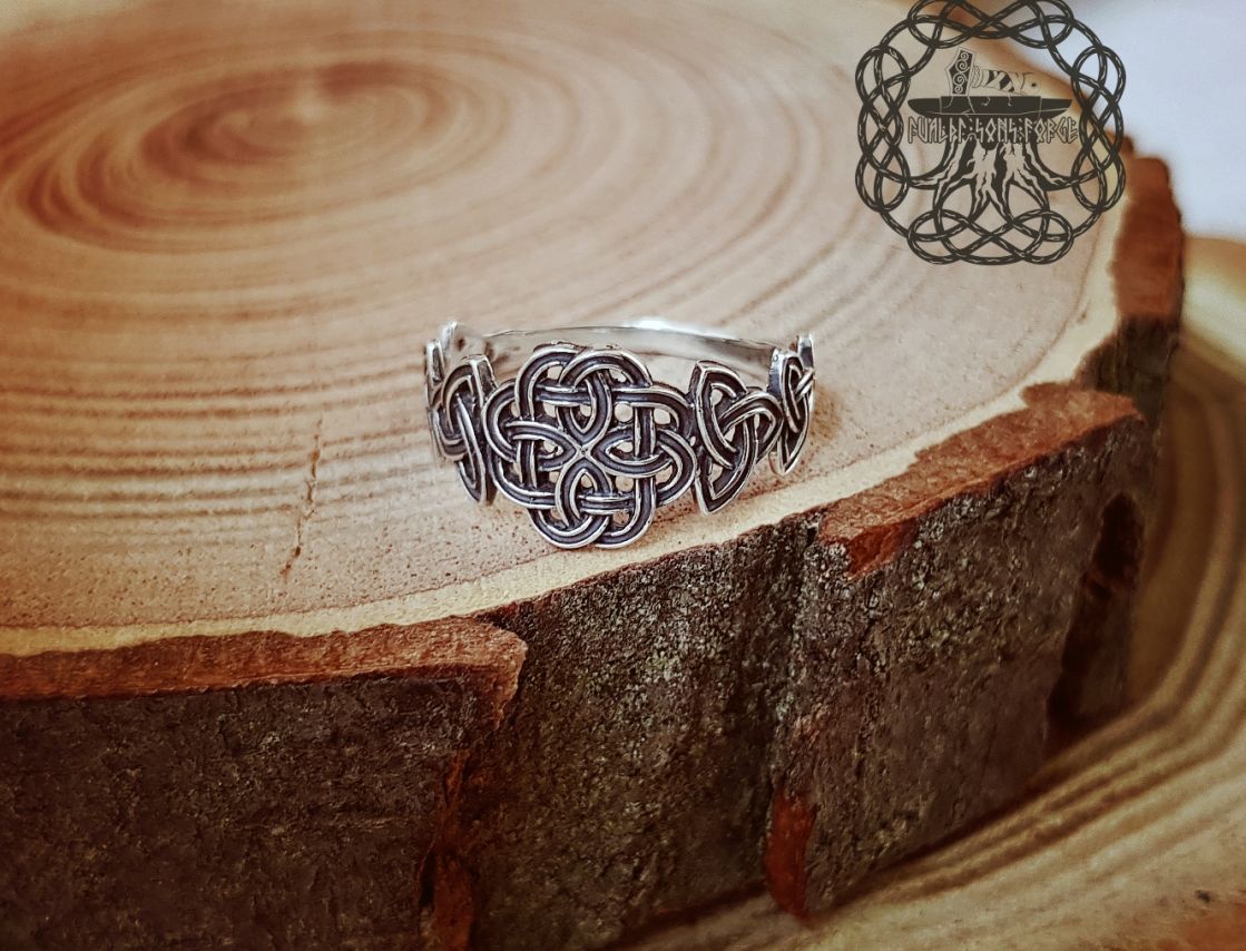 Handmade Sterling Silver Celtic Knot Ring. Triskele Artisan Design.