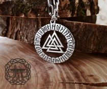 Handmade Sterling Silver Valknut Pendant. Norse Runic Necklace.