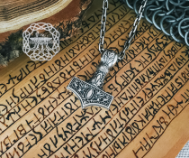 Viking Thor Hammer Necklace. Sterling Silver Mjolnir Pendant.