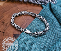 Sterling Silver Byzantine Viking Bracelet. Handcrafted Norse Jewelry.