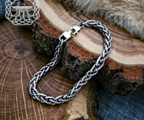 Sterling Silver Viking Bracelet. Handcrafted Braided Norse Replica.