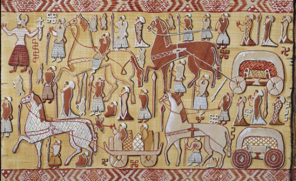 Tapestry of the ship Oseberg, 834 AD.
