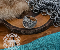 Sterling Silver Shield Symbol Ring. Artisan Handmade Viking Design.