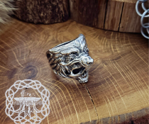 Handmade Viking Wolf Skull Ring. Sterling Silver Ulfhednar Jewelry.