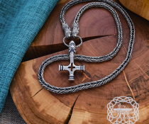 Handmade Olaf cross mjolnir pendant. Sterling silver Thor hammer replica from Iceland.