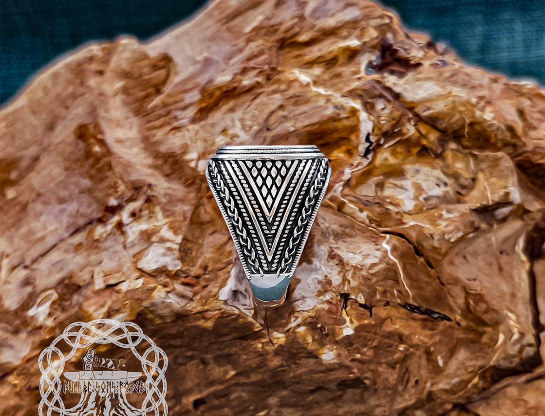 Sterling Silver Odins Horn Ring. Artisan Handmade Viking Design.