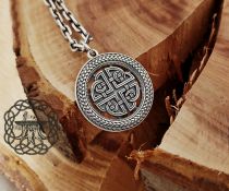 Handmade Sterling Silver Celtic Shield Knot Pendant. Norse Viking Jewelry.