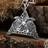 Sterling Silver Odins Ravens Pendant. Featuring Valknut and Odins Horn Symbols.
