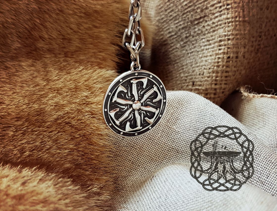 Handmade Sterling Silver Viking Shield Pendant. Norse Axe Necklace.