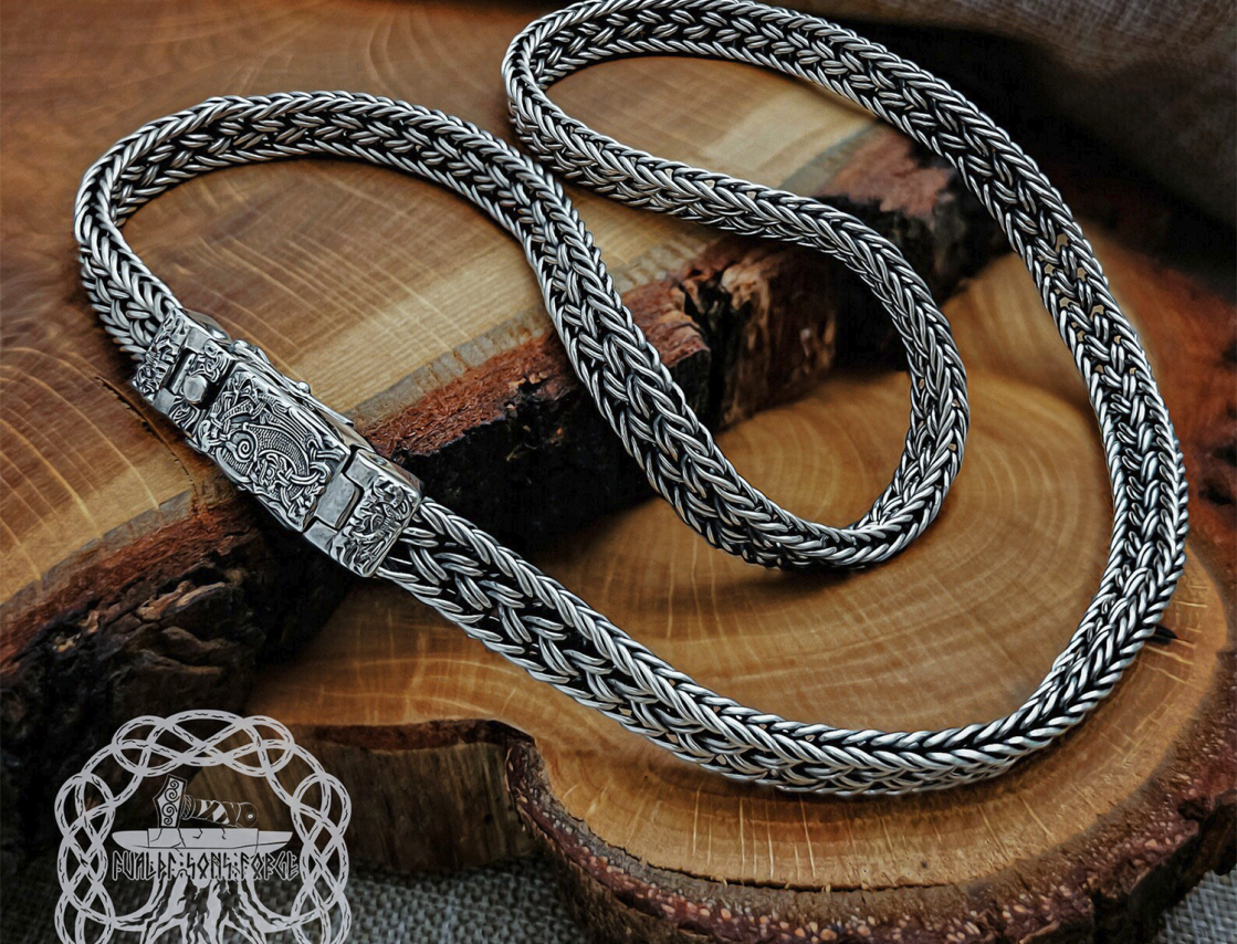 Sterling Silver Viking Chain Necklace. Authentic Mammen Design.