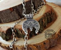 Handmade Sterling Silver Viking Lunula Necklace. Womens Amulet Pendant.