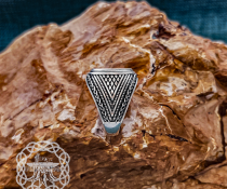 Sterling Silver Helm of Awe Ring. Artisan Handmade Viking Design.