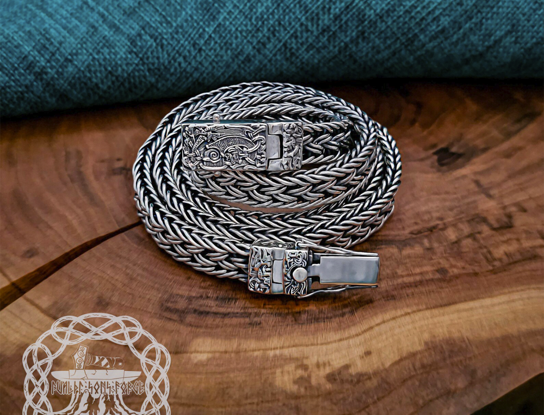 Sterling Silver Viking Chain Necklace. Authentic Mammen Design.