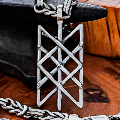 Handmade Sterling Silver Web of Wyrd Pendant. Viking Rune Necklace.