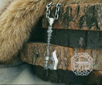 Norse Long Axe Pendant. Sterling Silver Viking Necklace.