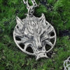 Handmade Sterling Silver Fenrir Pendant. Viking Wolf Necklace.