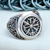 Sterling Silver Vegvisir Ring. Artisan Viking Jewelry.