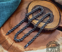 Handmade Black Sterling Silver Viking Chain. Authentic Norse Necklace.