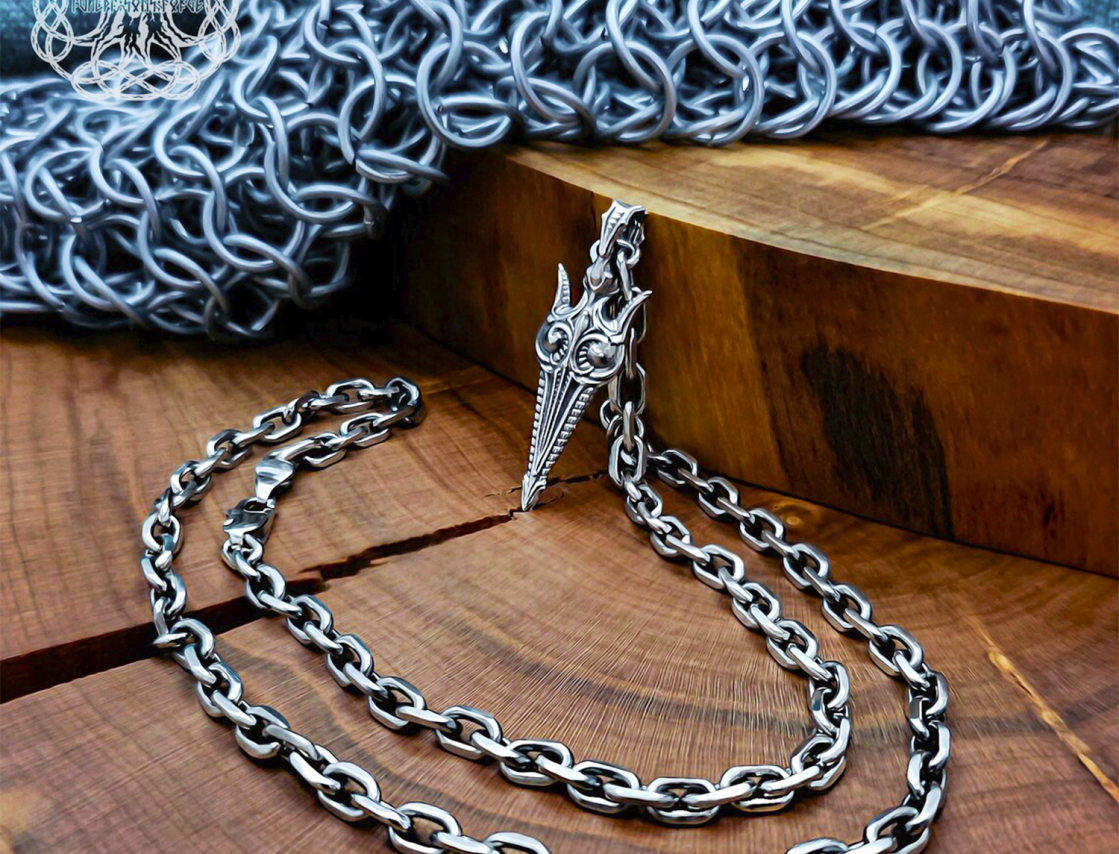 Sterling Silver Gungnir Spear Necklace. Handmade Viking Pendant.